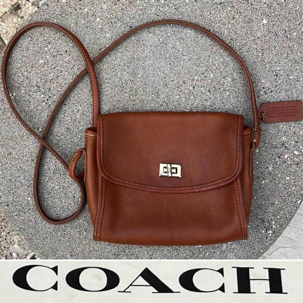 👜RARE Quincey? Pre-1994 British Tan Pouch/Crossbody/Shoulder Vintage Coach Bag